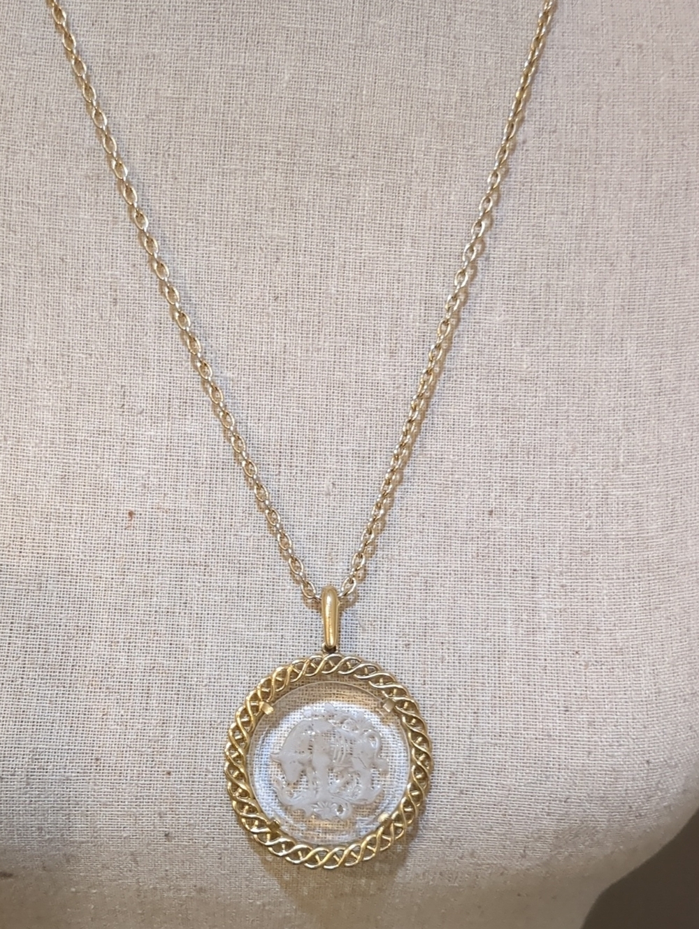 Crown Trifari Vintage Clear Tauras Pendant/ Necklace